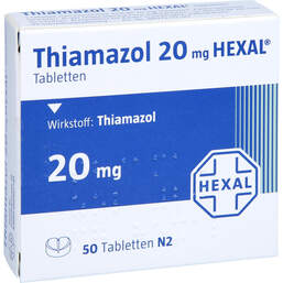 Abbildung: Thiamazol 20 mg Hexal Tabletten 50 St, Tabletten PZN 01680729