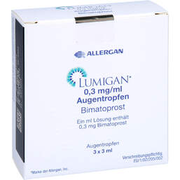 Abbildung: Lumigan 0,3 mg / ml Augentropfen 3X3 ml, Augentropfen PZN 01682007