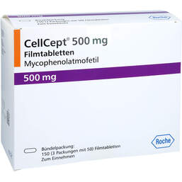 Abbildung: Cellcept 500 mg Tabletten 150 St, Filmtabletten PZN 01683774