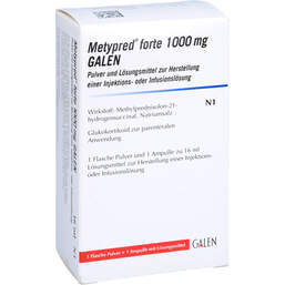 Abbildung: Metypred forte 1000 mg Galen Trockensubstanz mit Lösungsmittel 1 St, Pulver u Lösungsm. z. Herst. e.Injektions- bzw. Infusionsl. PZN 01684503