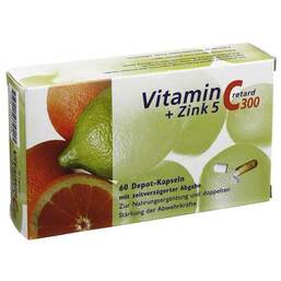 Abbildung: Vitamin C 300 + Zink 5 retard Kapseln Kapseln, 60 St PZN 01693459