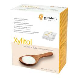 Abbildung: Miradent Zuckerersatz Xylitol Pulver Sachets Pulver, 100X4 g PZN 01698505