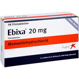 Abbildung: Ebixa 20 mg Filmtabletten 98 St, Filmtabletten PZN 01699976