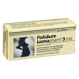 Abbildung: Folsäure Lomapharm 5 mg Tabletten Tabletten, 50 St PZN 01713340