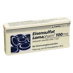 Abbildung: Eisensulfat Lomapharm 100 mg Filmtabletten 20 St, Filmtabletten PZN 01713417