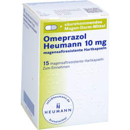 Abbildung: Omeprazol Heumann 10 mg magensaftresistent Hartkapseln 15 St, Magensaftresistente Hartkapseln PZN 01715528