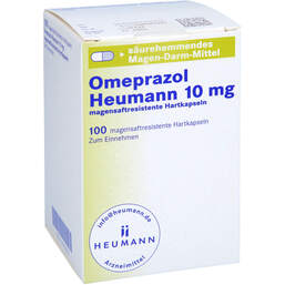Abbildung: Omeprazol Heumann 10 mg magensaftresistent Hartkapseln 100 St, Magensaftresistente Hartkapseln PZN 01715563