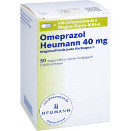 Abbildung: Omeprazol Heumann 40 mg magensaftresistent Hartkapseln 50 St, Magensaftresistente Hartkapseln PZN 01715669