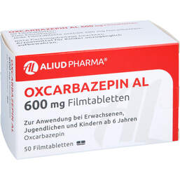 Abbildung: Oxcarbazepin AL 600 mg Filmtabletten 50 St, Filmtabletten PZN 01719880