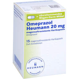 Abbildung: Omeprazol Heumann 20 mg magensaftresistent Hartkapseln 15 St, Magensaftresistente Hartkapseln PZN 01746931