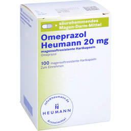 Abbildung: Omeprazol Heumann 20 mg magensaftresistent Hartkapseln 100 St, Magensaftresistente Hartkapseln PZN 01746977