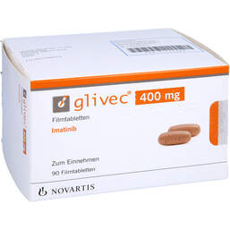 Abbildung: Glivec 400 mg Filmtabletten 90 St, Filmtabletten PZN 01755203