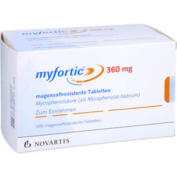 Abbildung: Myfortic 360 mg magensaftresistente Tabletten 100 St, Tabletten magensaftresistent PZN 01755396