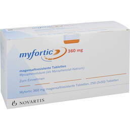 Abbildung: Myfortic 360 mg magensaftresistente Tabletten 5X50 St, Tabletten magensaftresistent PZN 01755404