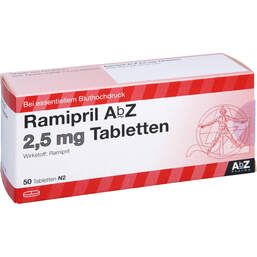 Abbildung: Ramipril AbZ 2,5 mg Tabletten 50 St, Tabletten PZN 01755605
