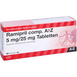Abbildung: Ramipril comp. AbZ 5 mg / 25 mg Tabletten 50 St, Tabletten PZN 01755700