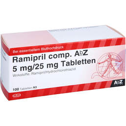 Abbildung: Ramipril comp. AbZ 5 mg / 25 mg Tabletten 100 St, Tabletten PZN 01755717