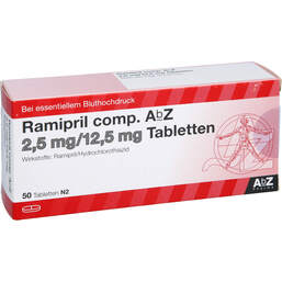 Abbildung: Ramipril comp. AbZ 2,5 mg / 12,5 mg Tabletten 50 St, Tabletten PZN 01755746