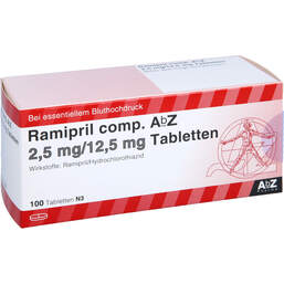 Abbildung: Ramipril comp. AbZ 2,5 mg / 12,5 mg Tabletten 100 St, Tabletten PZN 01755752