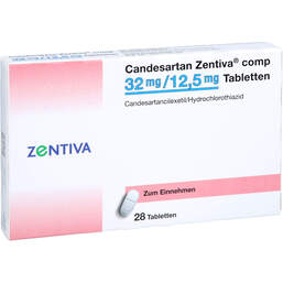 Abbildung: Candesartan Zentiva comp 32 mg / 12,5 mg Tabletten 28 St, Tabletten PZN 01761899
