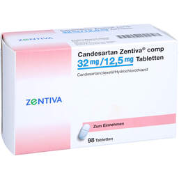 Abbildung: Candesartan Zentiva comp 32 mg / 12,5 mg Tabletten 98 St, Tabletten PZN 01761913
