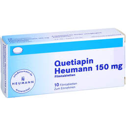 Abbildung: Quetiapin Heumann 150 mg Filmtabletten 10 St, Filmtabletten PZN 01786735