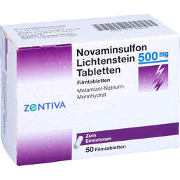 Abbildung: Novaminsulfon Lichtenst. 500 mg Filmtabletten 50 St, Filmtabletten PZN 01798000
