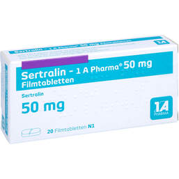 Abbildung: Sertralin 1A Pharma 50 mg Filmtabletten 20 St, Filmtabletten PZN 01807101