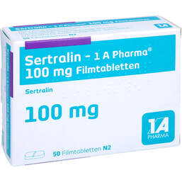 Abbildung: Sertralin 1A Pharma 100 mg Filmtabletten 50 St, Filmtabletten PZN 01807147