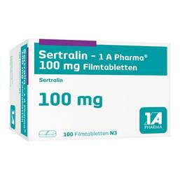 Abbildung: Sertralin 1A Pharma 100 mg Filmtabletten 100 St, Filmtabletten PZN 01807207