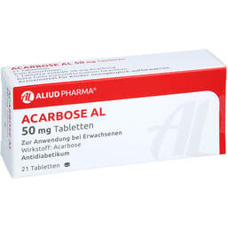 Abbildung: Acarbose AL 50 mg Tabletten 21 St, Tabletten PZN 01808661