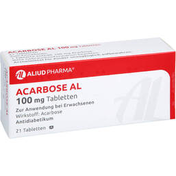 Abbildung: Acarbose AL 100 mg Tabletten 21 St, Tabletten PZN 01813308