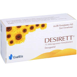 Abbildung: Desirett 75 Mikrogramm Filmtabletten 6X28 St, Filmtabletten PZN 01825820