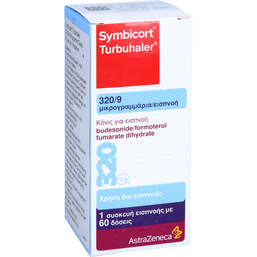 Abbildung: Symbicort Turbohaler 320 / 9 µg / Dosis 60 ED 1 St, Inhalationspulver PZN 01827641