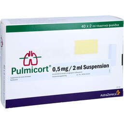 Abbildung: Pulmicort 0,5 mg / 2 ml Suspension zur Inhalation 40X2 ml, Suspension für einen Vernebler PZN 01831039