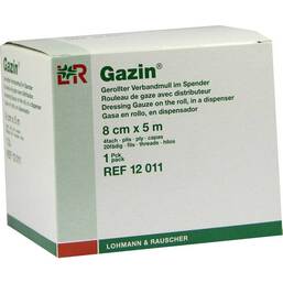 Abbildung: Gazin Verbandmull 8cmx5m 4fach gerollt 1 St, Kompressen PZN 01835965