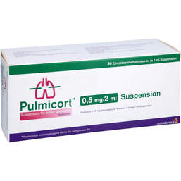 Abbildung: Pulmicort 0,5 mg / 2 ml Suspension für einen Vernebler 40X2 ml, Suspension für einen Vernebler PZN 01837220