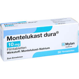 Abbildung: Montelukast dura 10 mg Filmtabletten 50 St, Filmtabletten PZN 01842824