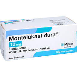 Abbildung: Montelukast dura 10 mg Filmtabletten 100 St, Filmtabletten PZN 01842847