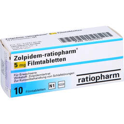 Abbildung: Zolpidem ratiopharm 5 mg Filmtabletten 10 St, Filmtabletten PZN 01851875