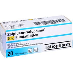 Abbildung: Zolpidem ratiopharm 5 mg Filmtabletten 20 St, Filmtabletten PZN 01851881