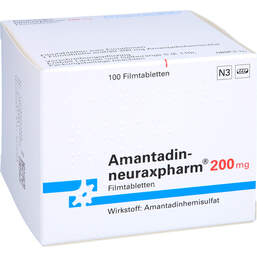 Abbildung: Amantadin neuraxpharm 200 mg Filmtabletten 100 St, Filmtabletten PZN 01852219
