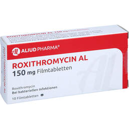 Abbildung: Roxithromycin AL 150 mg Filmtabletten 10 St, Filmtabletten PZN 01867770