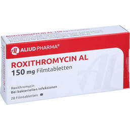 Abbildung: Roxithromycin AL 150 mg Filmtabletten 20 St, Filmtabletten PZN 01867876