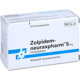 Abbildung: Zolpidem neuraxpharm 5 mg Filmtabletten 20 St, Filmtabletten PZN 01871205