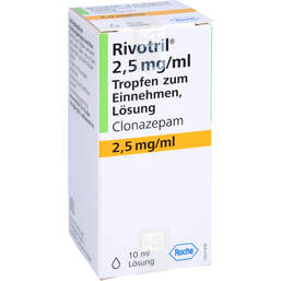 Abbildung: Rivotril 2,5 mg / ml Tropfen zum Einnehmen 10 ml, Tropfen zum Einnehmen PZN 01874439