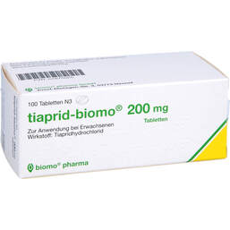 Abbildung: Tiaprid biomo 200 mg Tabletten 100 St, Tabletten PZN 01875025