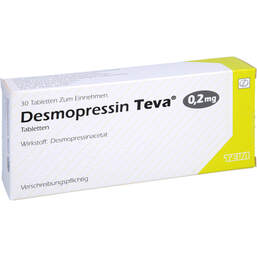 Abbildung: Desmopressin Teva 0,2 mg Tabletten 30 St, Tabletten PZN 01877722