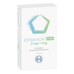 Abbildung: Estramon comp. 2 mg / 1 mg Filmtabletten 28 St, Filmtabletten PZN 01888714