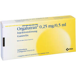 Abbildung: Orgalutran 0,25 mg / 0,5 ml Fertigspritzen 5 St, Injektionslösung PZN 01897593